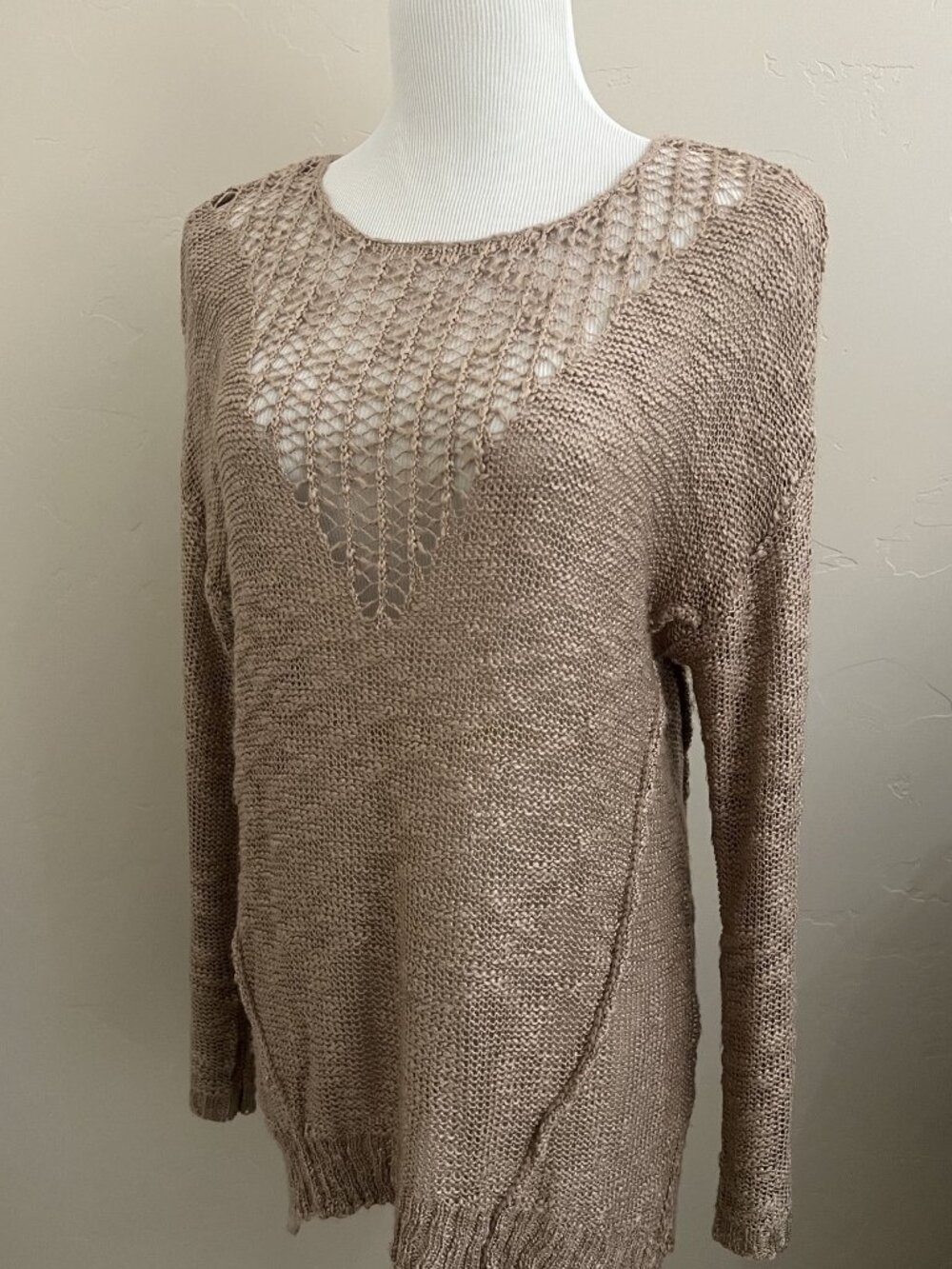Blu Pepper Women's Tunic Sweater, Size Small, Oversized, Peach Beige, NWT